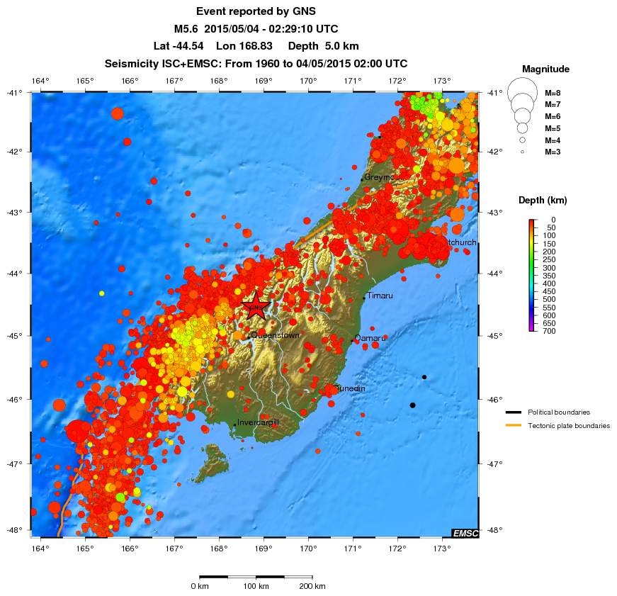 regional depth historical seismicity