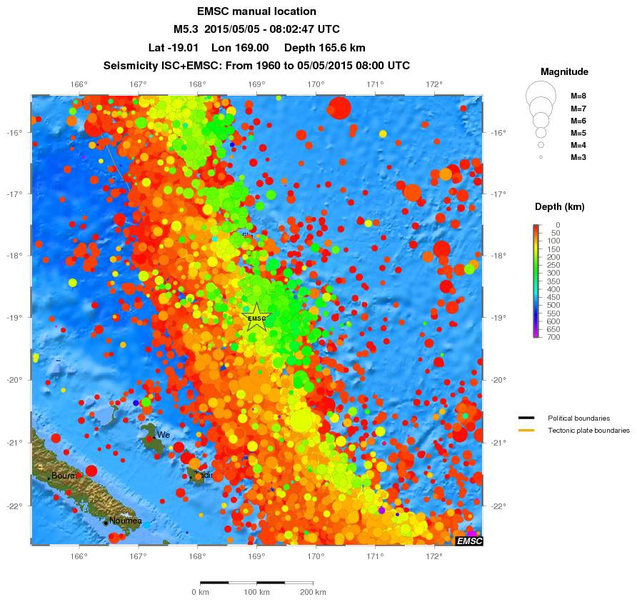 regional depth historical seismicity