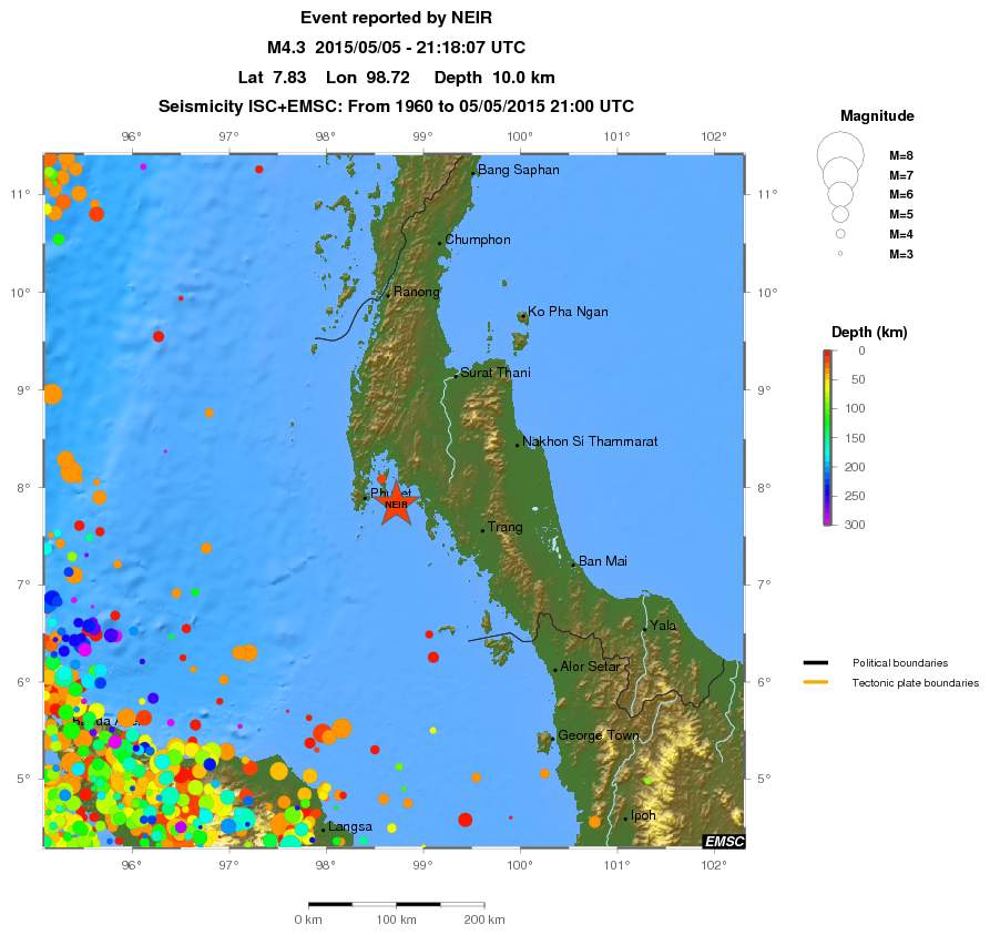 regional depth historical seismicity