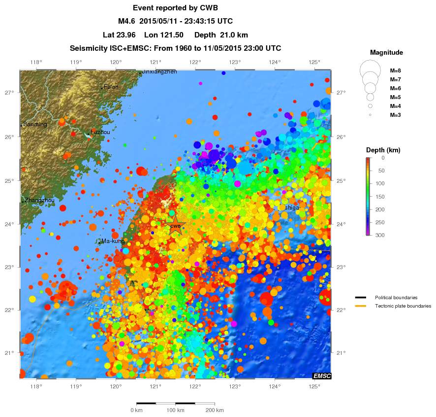 regional depth historical seismicity