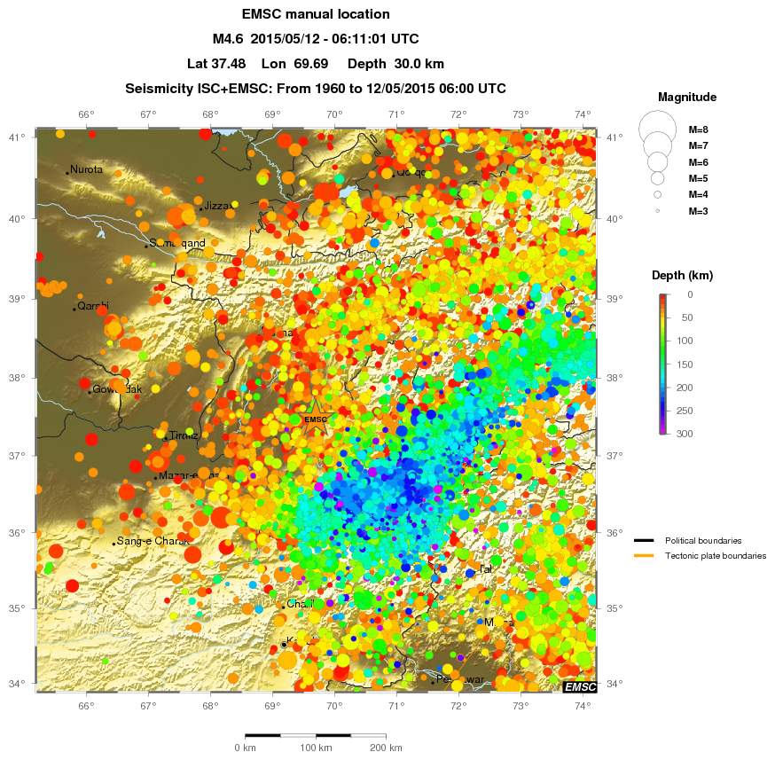regional depth historical seismicity