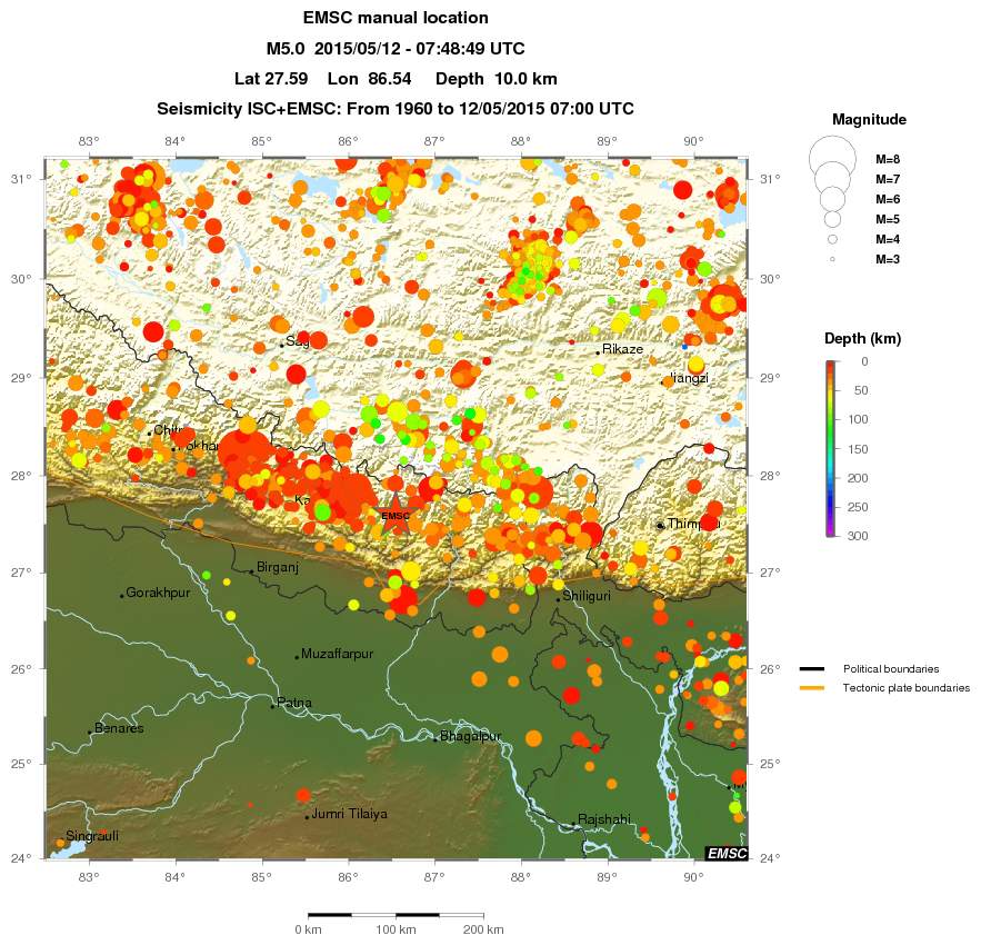 regional depth historical seismicity
