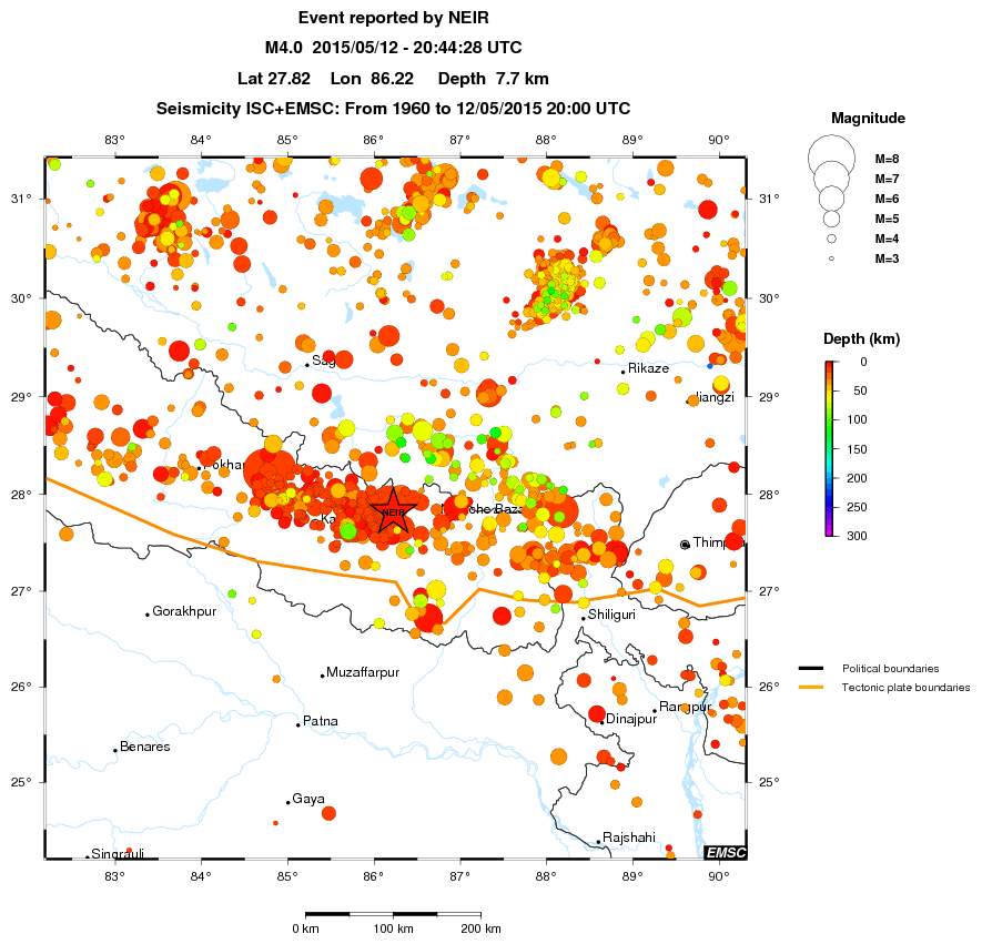 regional depth historical seismicity