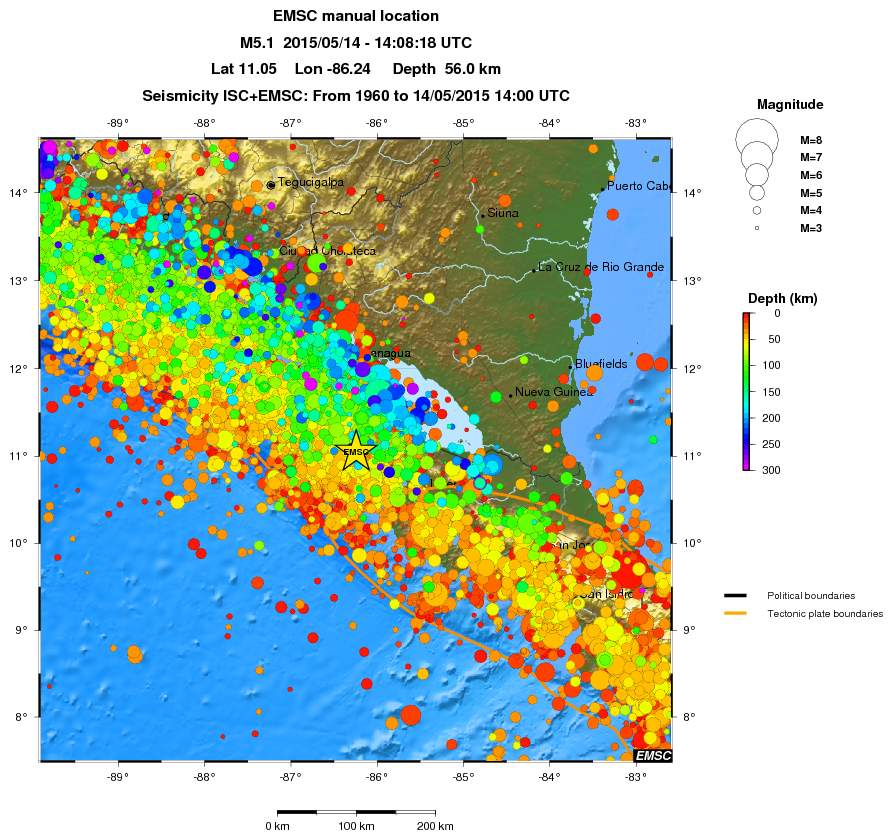 regional depth historical seismicity