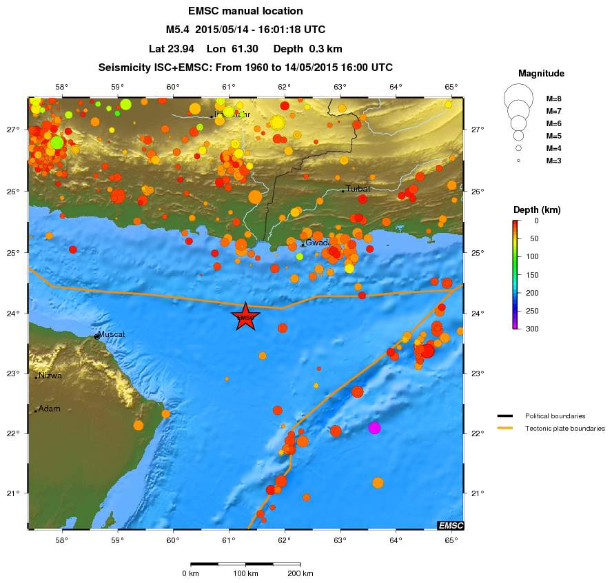 regional depth historical seismicity