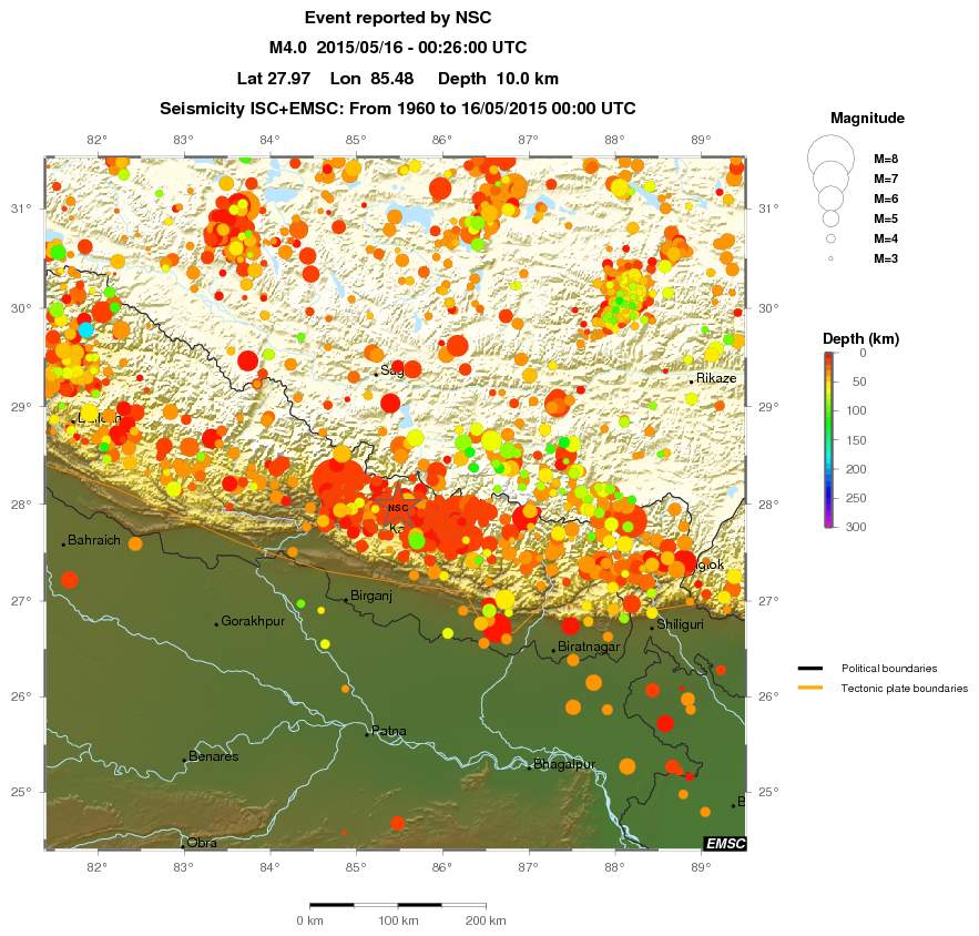 regional depth historical seismicity