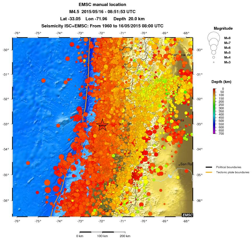 regional depth historical seismicity