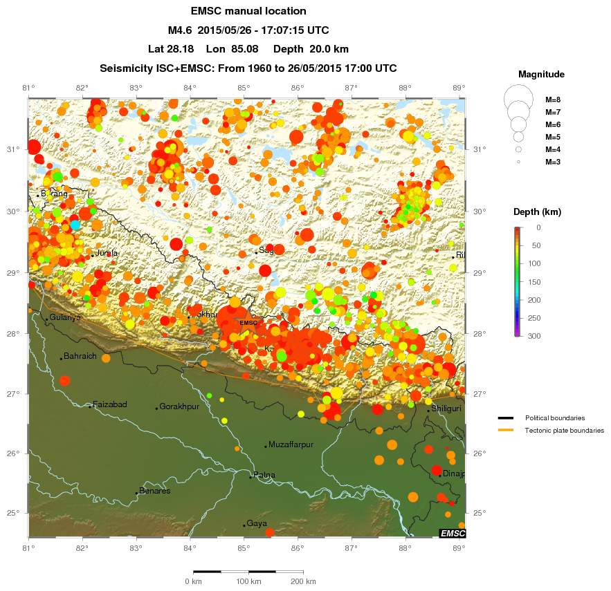 regional depth historical seismicity