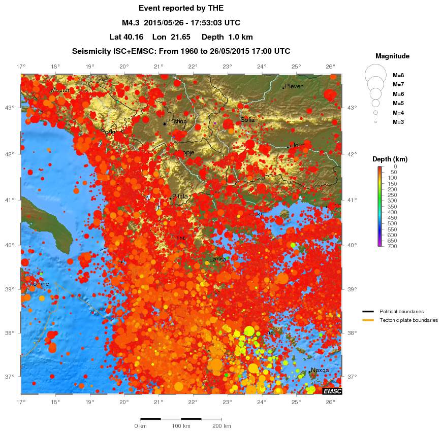 regional depth historical seismicity