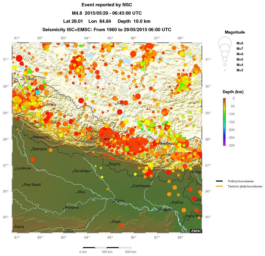regional depth historical seismicity