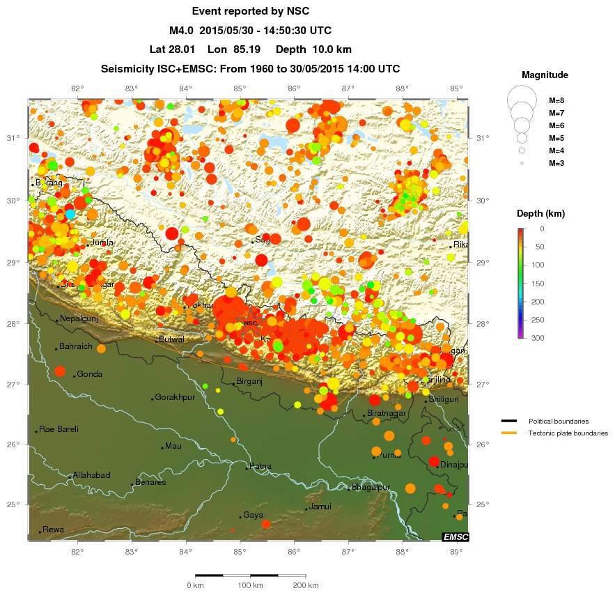 regional depth historical seismicity