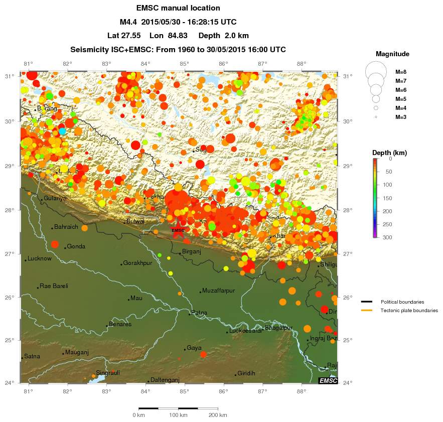 regional depth historical seismicity