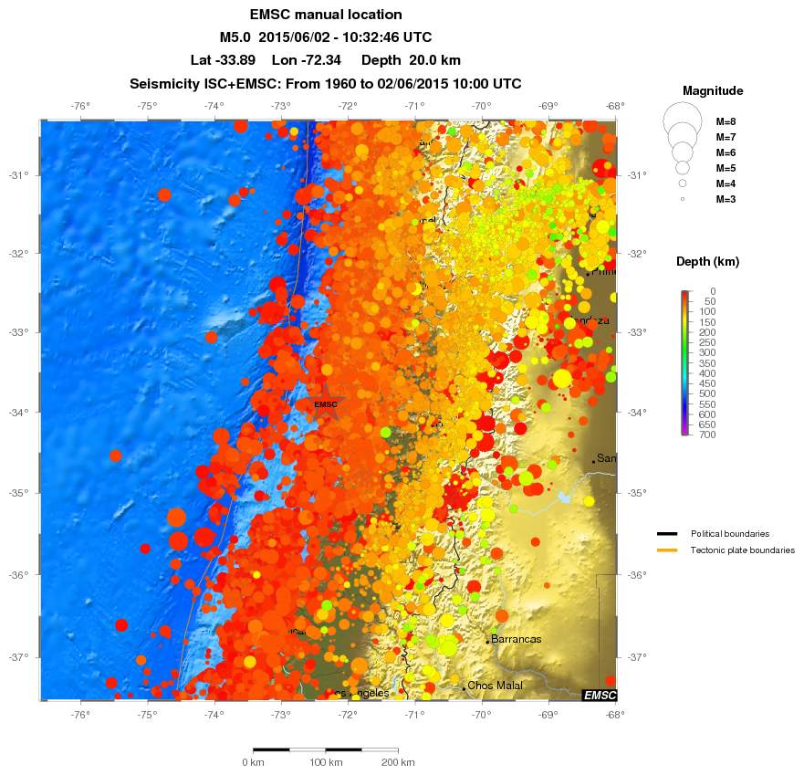 regional depth historical seismicity