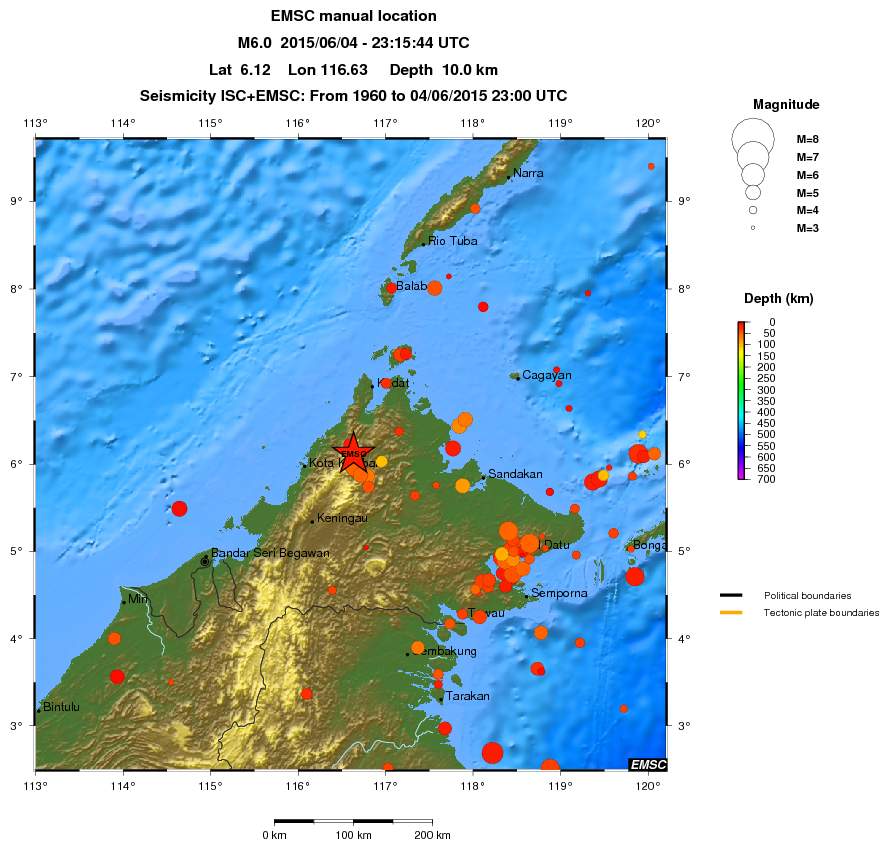 regional depth historical seismicity