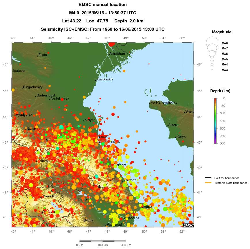 regional depth historical seismicity