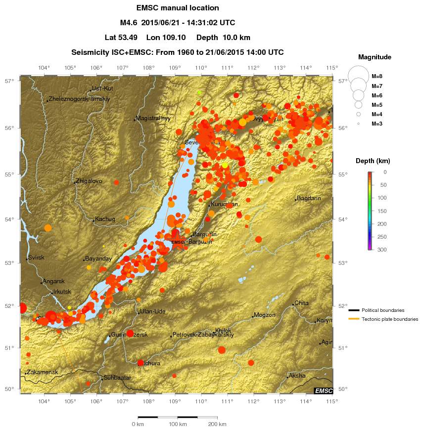 regional depth historical seismicity