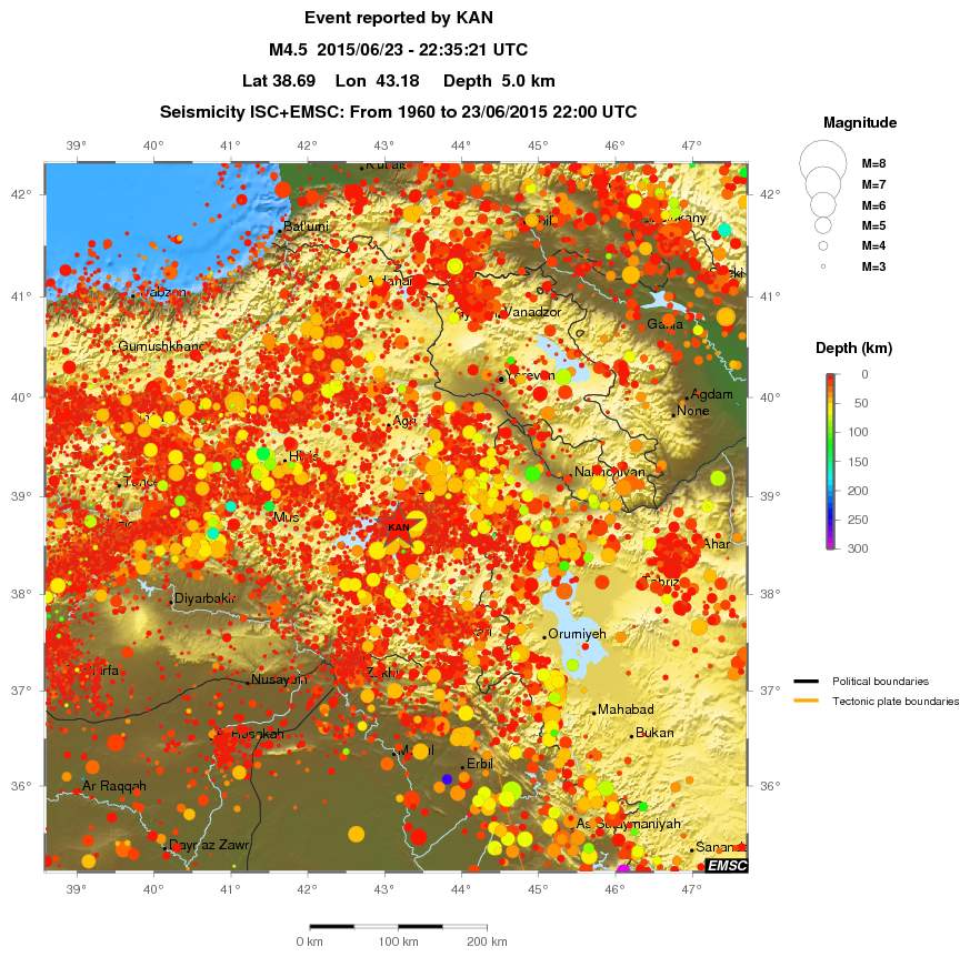 regional depth historical seismicity