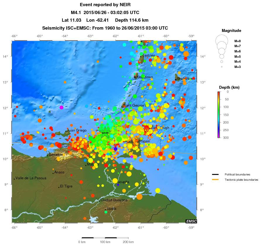 regional depth historical seismicity