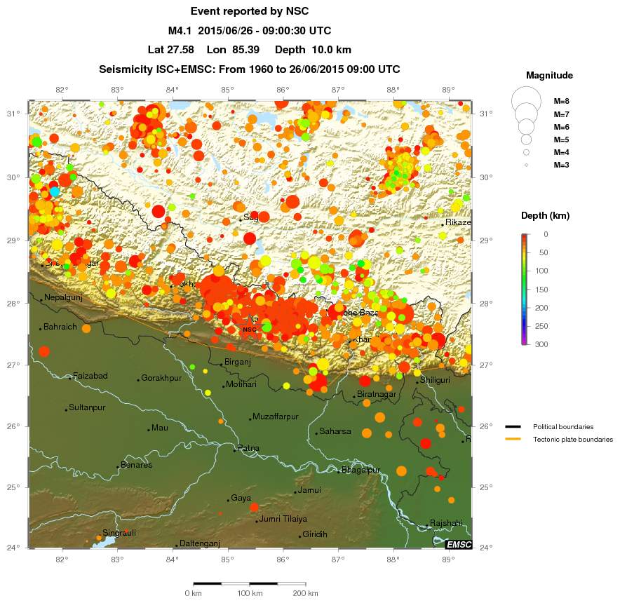 regional depth historical seismicity