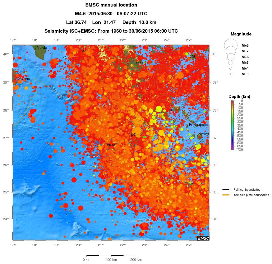 regional depth historical seismicity
