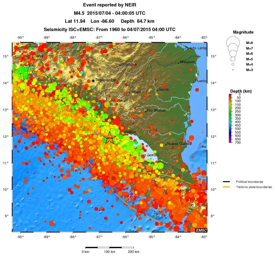 regional depth historical seismicity
