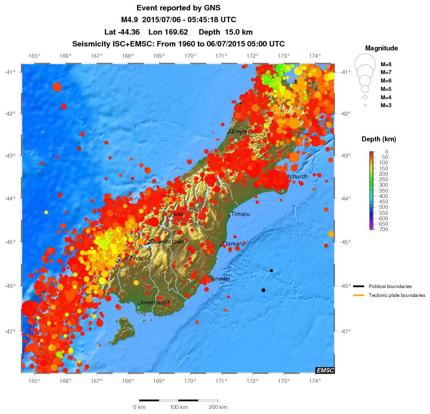 regional depth historical seismicity