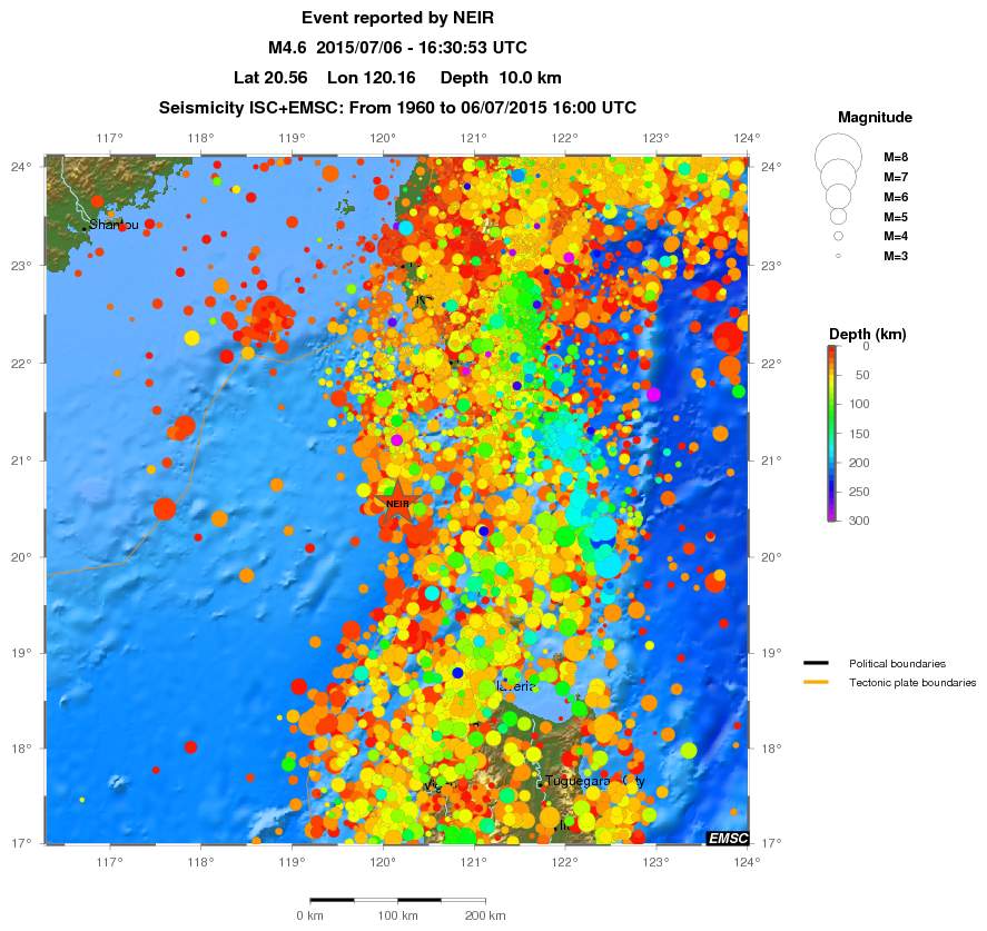 regional depth historical seismicity