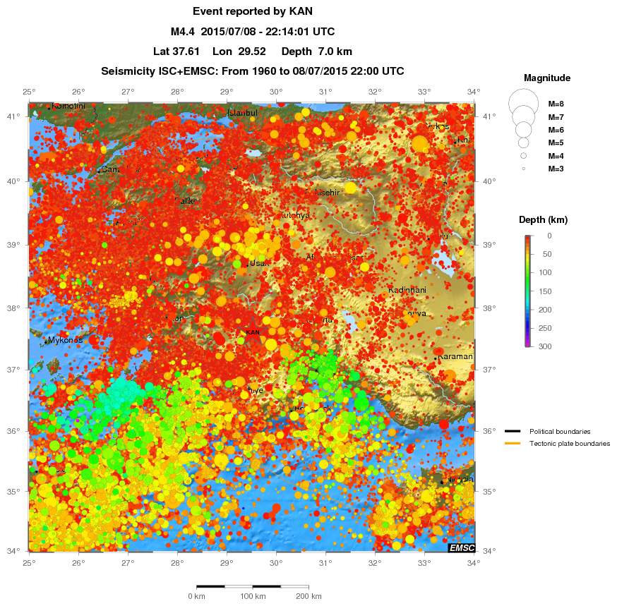 regional depth historical seismicity