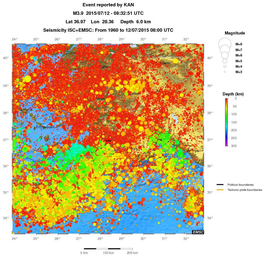 regional depth historical seismicity