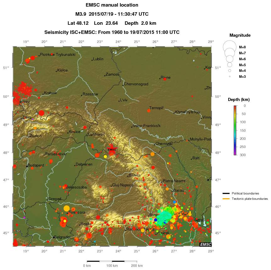 regional depth historical seismicity