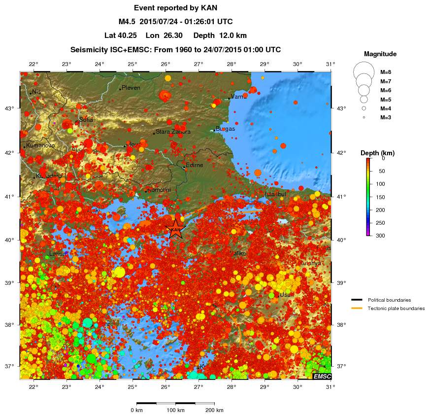 regional depth historical seismicity