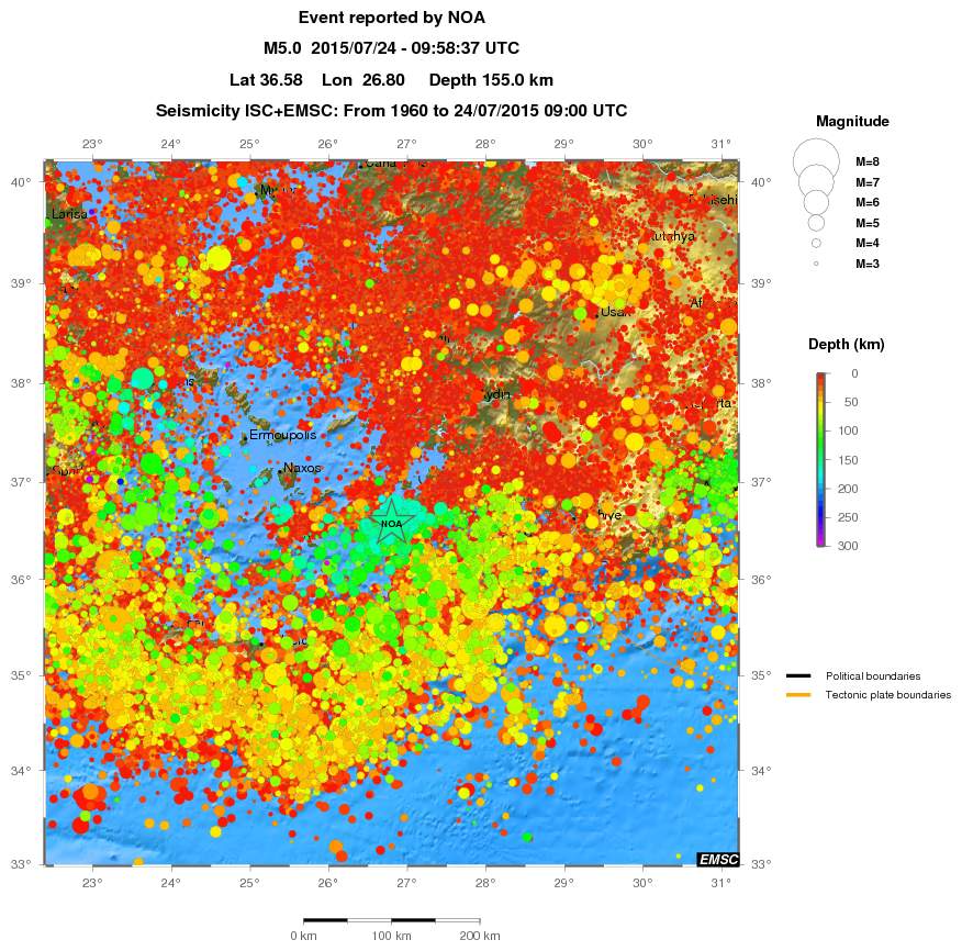 regional depth historical seismicity