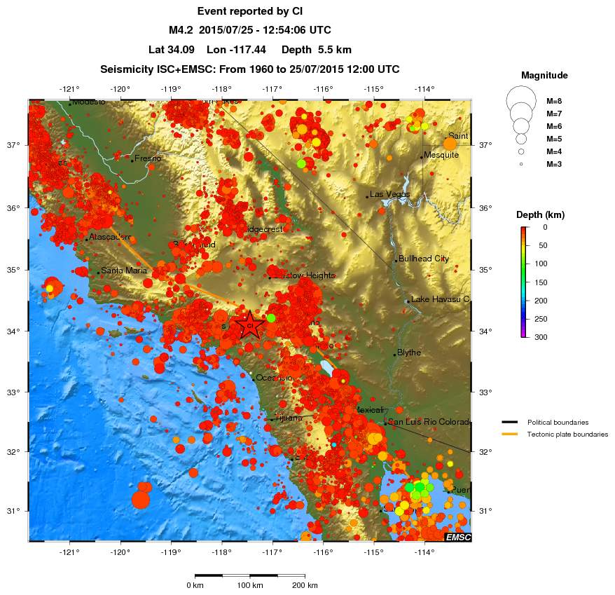 regional depth historical seismicity