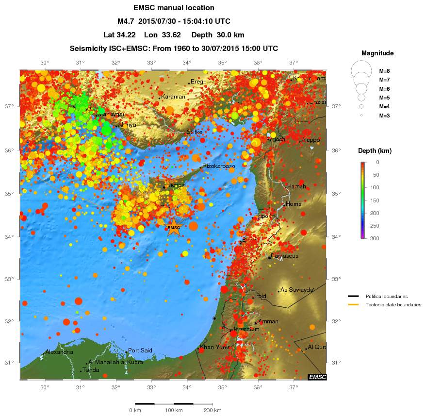regional depth historical seismicity