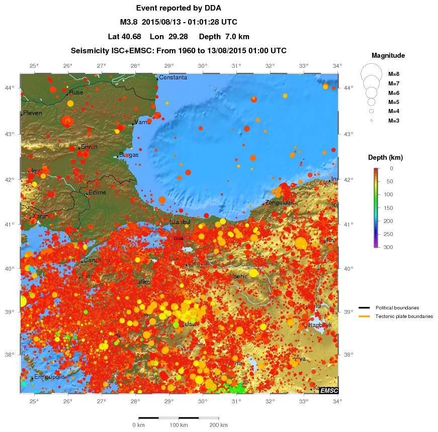 regional depth historical seismicity
