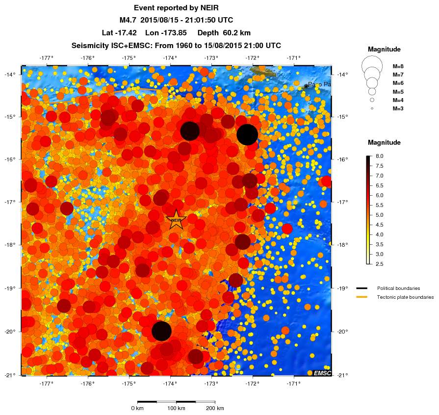 regional magnitude historical seismicity