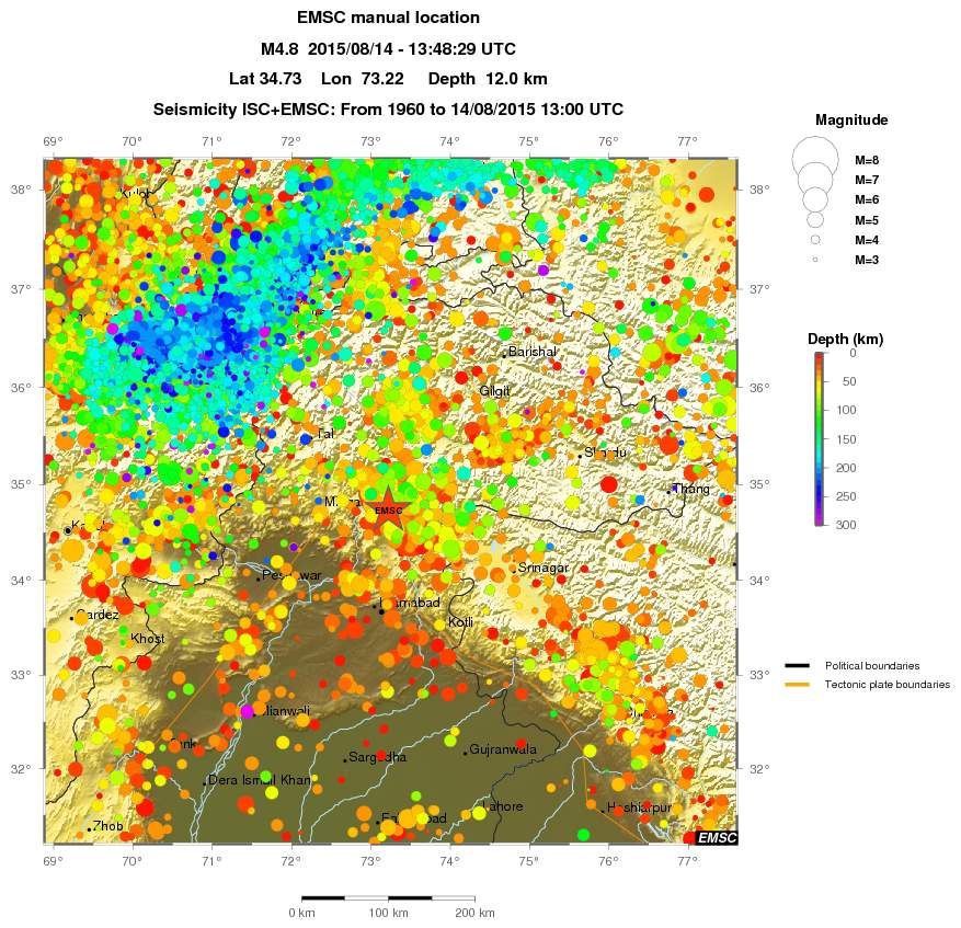 regional depth historical seismicity