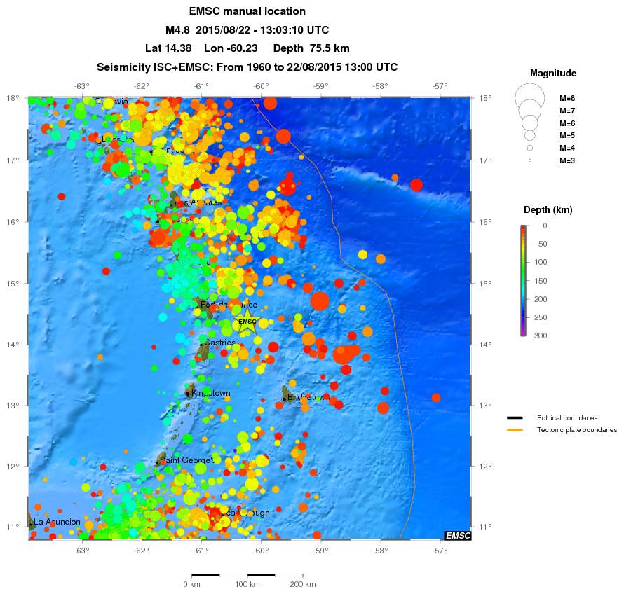 regional depth historical seismicity