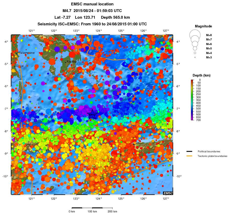 regional depth historical seismicity