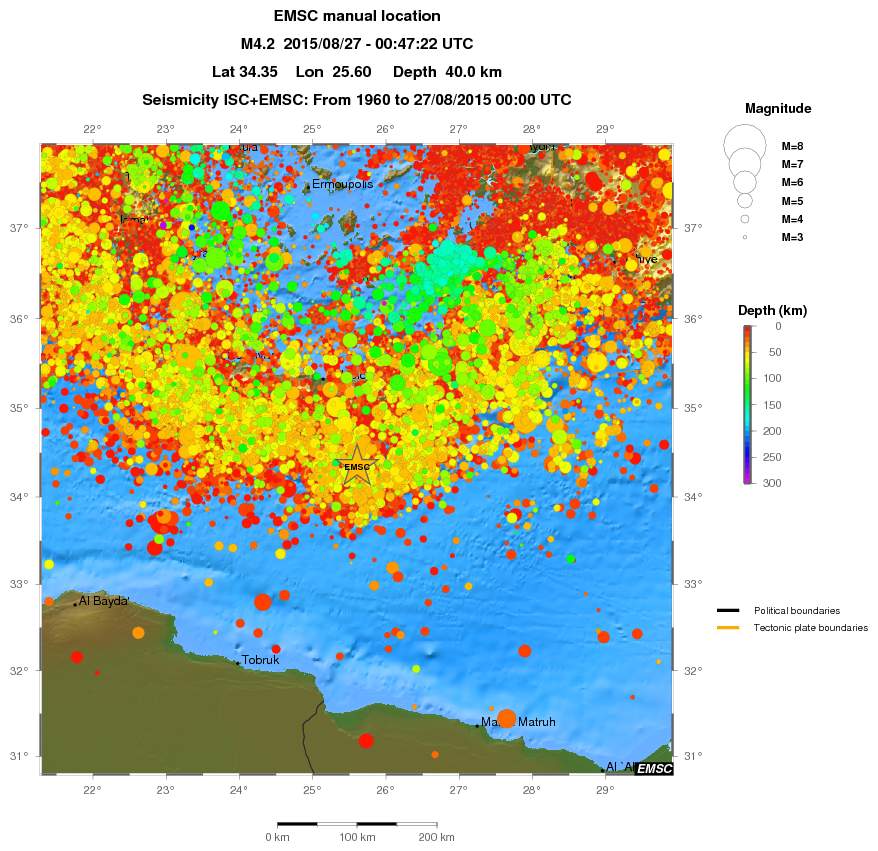 regional depth historical seismicity