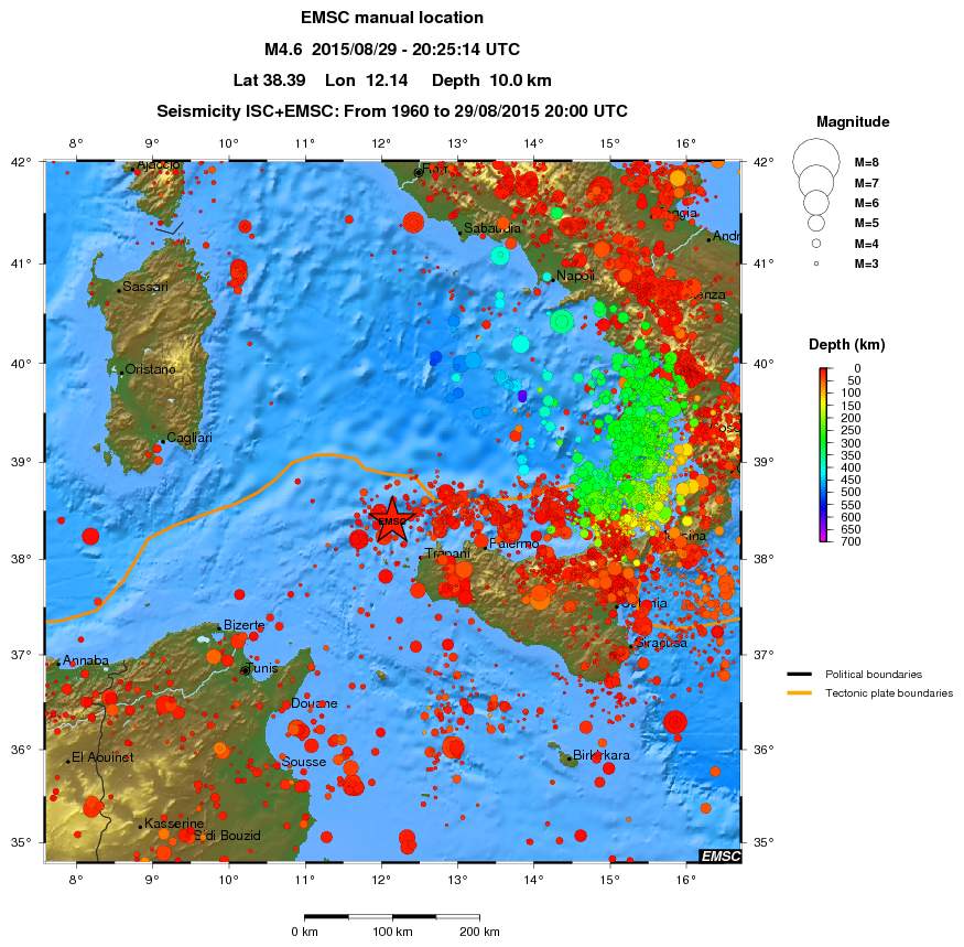 regional depth historical seismicity