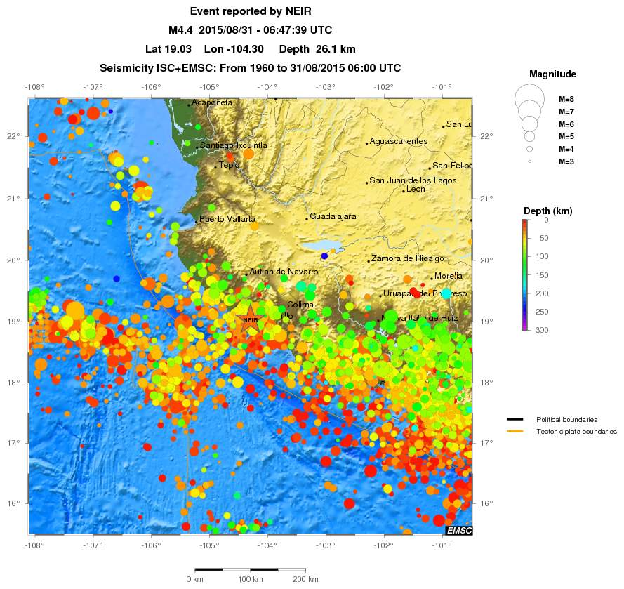 regional depth historical seismicity