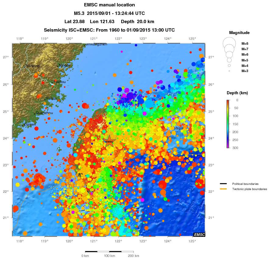 regional depth historical seismicity