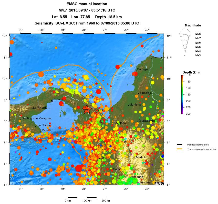 regional depth historical seismicity