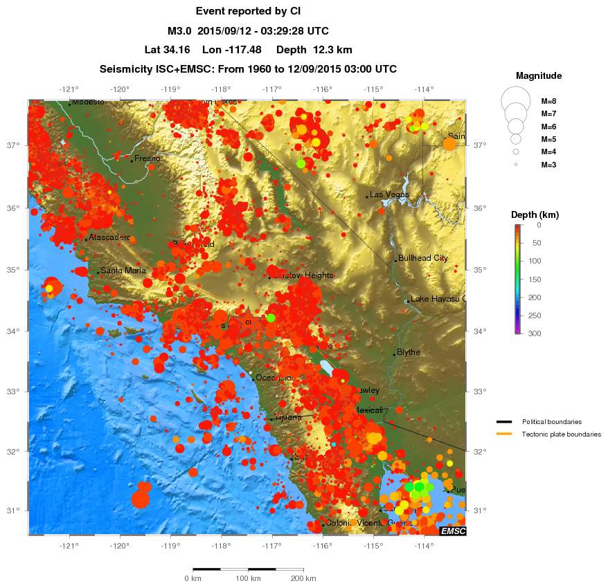 regional depth historical seismicity