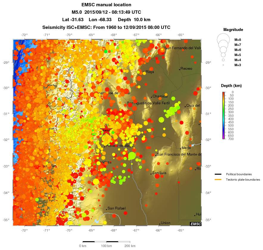 regional depth historical seismicity