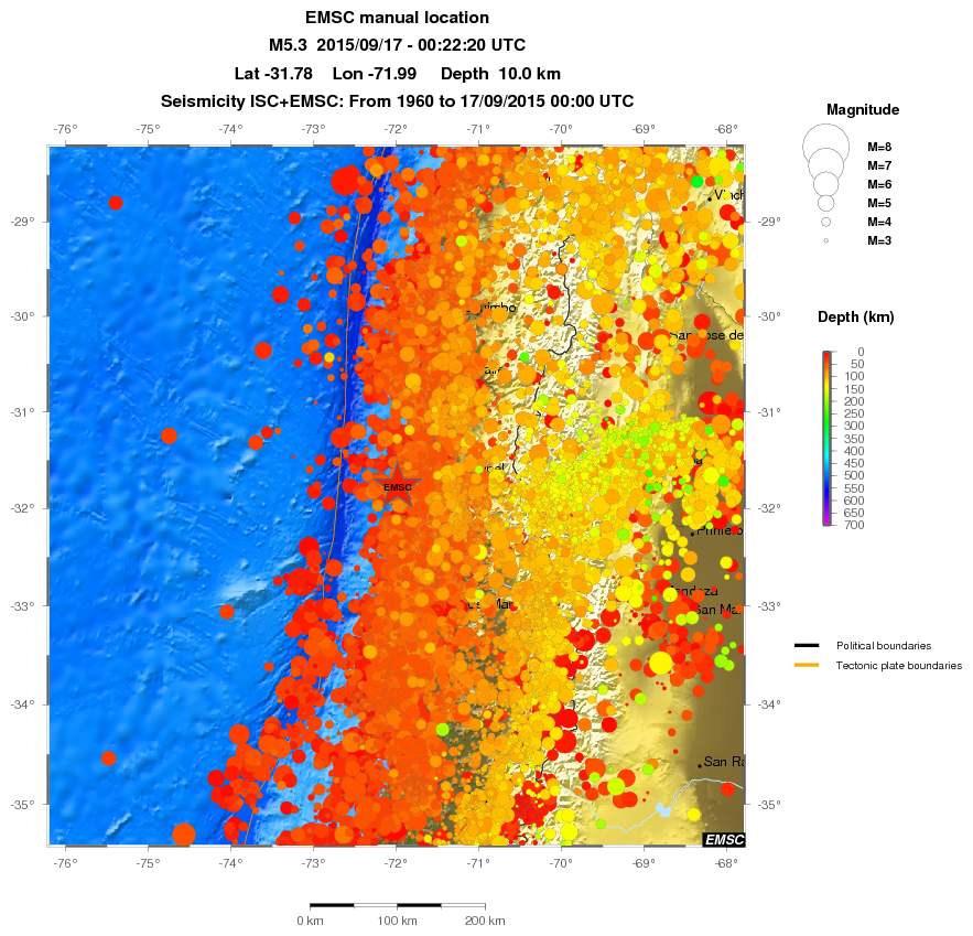 regional depth historical seismicity
