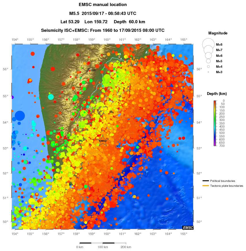 regional depth historical seismicity