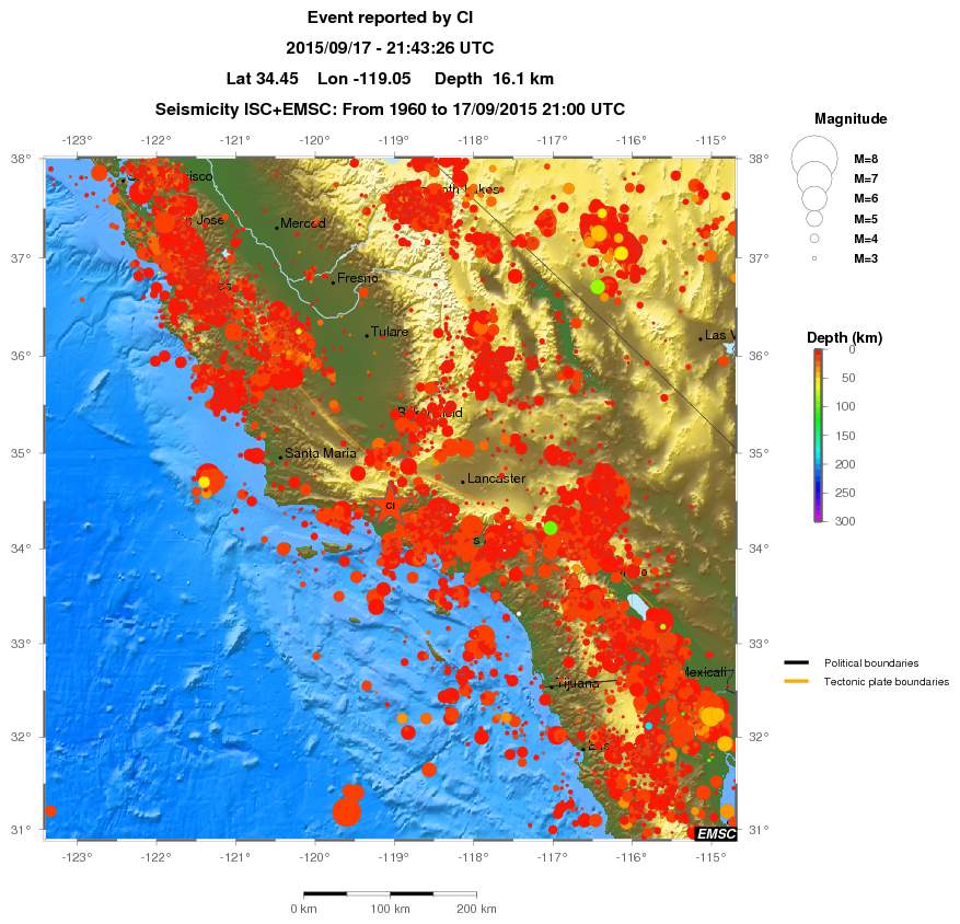 regional depth historical seismicity