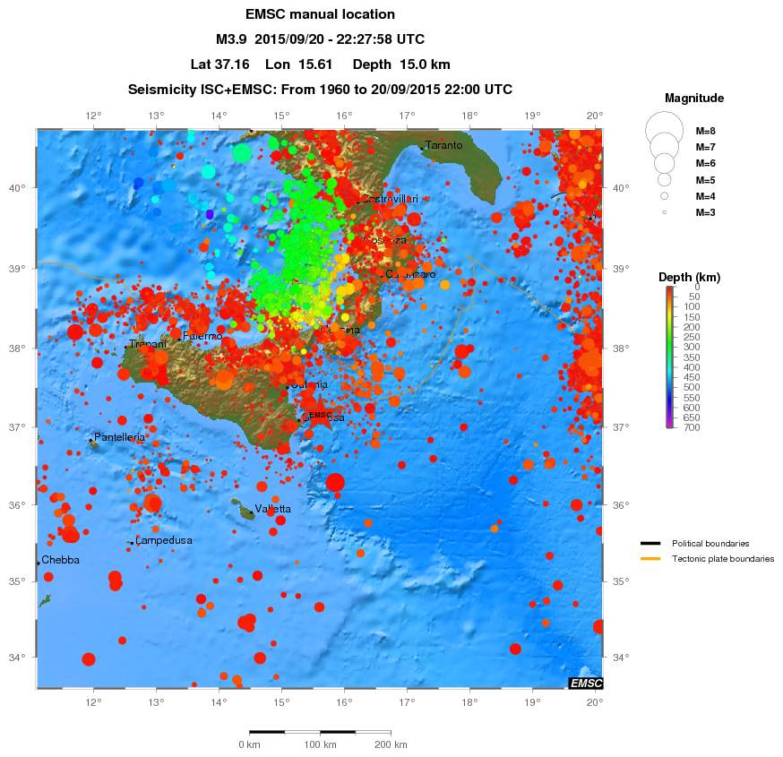 regional depth historical seismicity